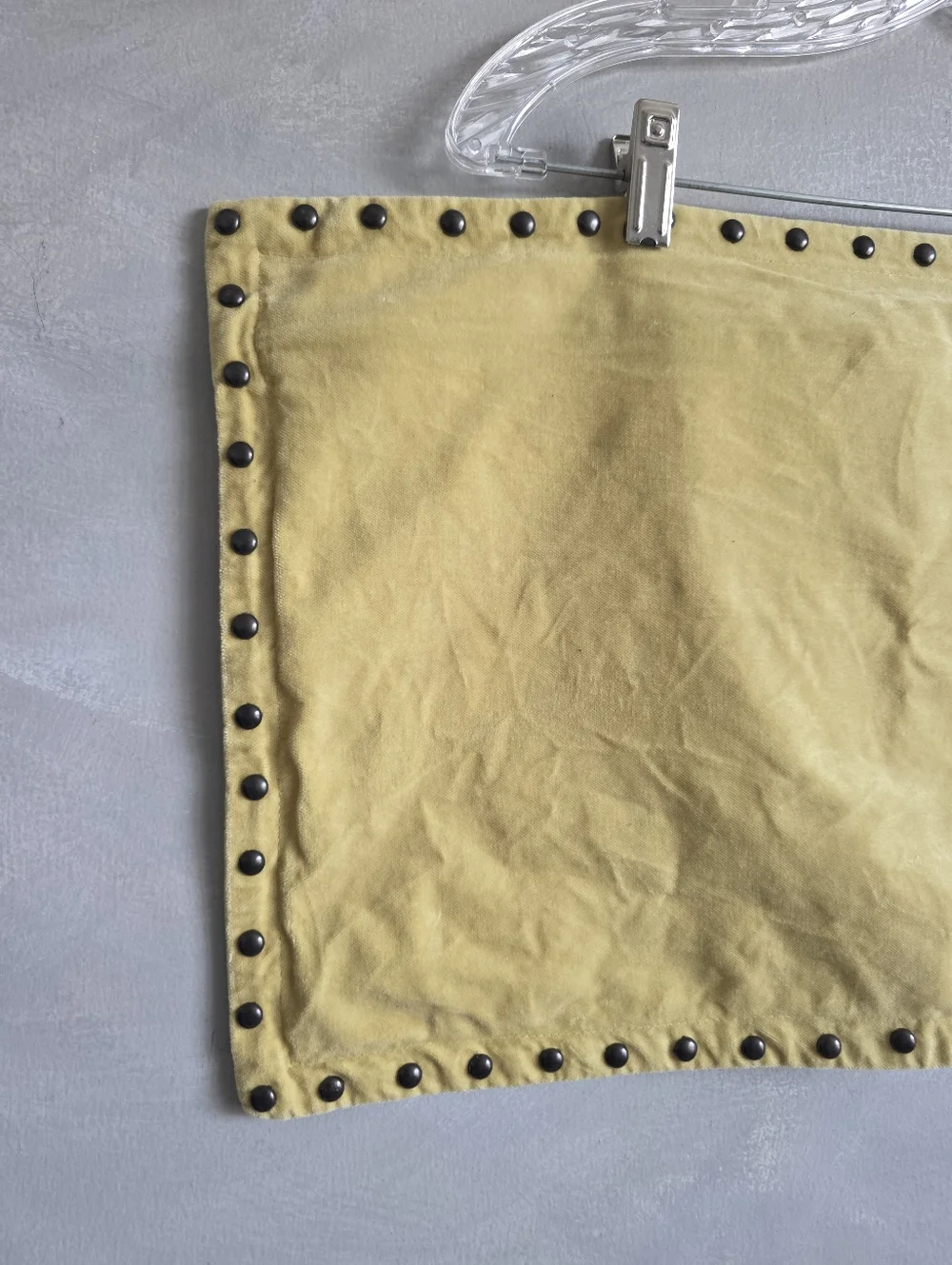 West Elm Yellow Green Velvet Studded Pillow Cover Lumbar 12x21